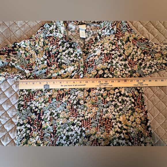 H&M Floral Midi Shirt Dress Cottagecore Prairie Boho Botanical Small - Picture 7 of 7